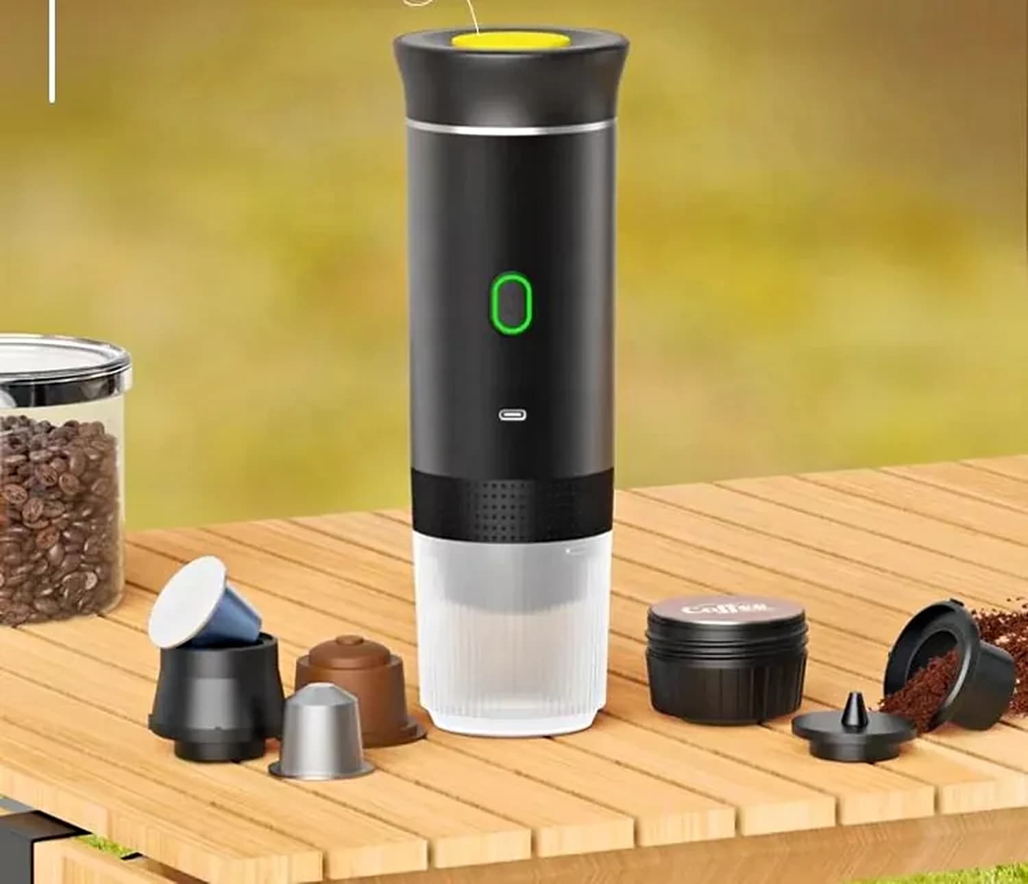 Cota on a camp table with its adapters